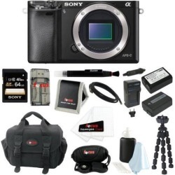 Sony Alpha a6000 ILCE-6000/B ILCE6000B 24.3 Interchangeable Lens Camera Body + Sony 64GB SDHC Card + Sony Case + Wasabi Power Two Replacement.