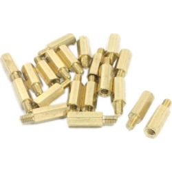 M3 x 15mm x 21mm Male to Female Brass PCB Hexagonal Standoff Spacer 20 Pcs