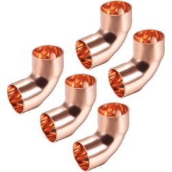 3/4-inch ID 90 Degree Copper Elbow Short-Turn Copper Pipe Fitting Conector for Plumbing 5pcs