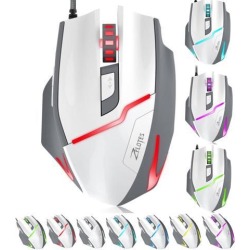Zelotes T10 Professional 7200 DPI High Precision USB Wired Gaming Mouse mice for PC Mac Computer Laptop,7 Buttons, Multi-Modes LED Lights(White)