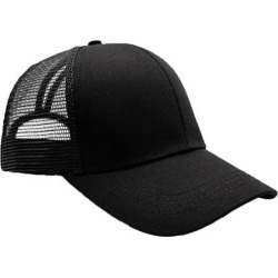 Women Ponytail Baseball Cap Messy Summer Mesh Caps Hip Hop Hat Black