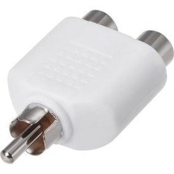 RCA Male to 2 RCA Female Connector Splitter Adapter Coupler White for Stereo Audio Video AV TV Cable Convert