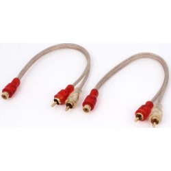 Car Audio 1 RCA Female to 2 RCA Male Splitter Wire Audio Video AV Adapter 2 Pcs
