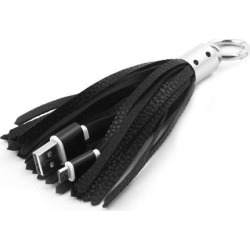 Cellphone Tassel Key Buckle USB 2.0 A Male to Micro B Charger Data Cable Black
