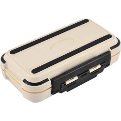 Unique Bargains Fishing 24 Compartments Fish Hook Bait Storage Box Case Fishhook Holder Beige