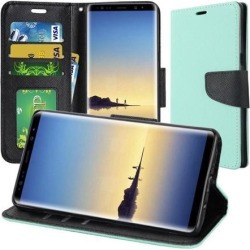 Trendy Wallet Flip Credit Card Case With Stand - Teal
