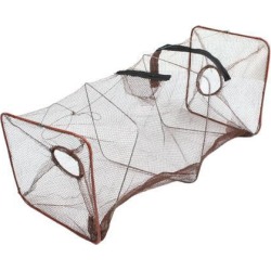 Unique Bargains 8.3' x 18' Nylon Metal Portable Fishing Landing Net Fish Angler Mesh Keepnet Crawfish Shrimp Coffee