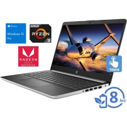 HP 14 Notebook, 14' HD Touch Display, AMD Ryzen 3 3200U Upto 3.5GHz, 16GB RAM, 256GB SSD, Vega 3, HDMI, Card Reader, Wi-Fi, Bluetooth, Windows 10 Pro