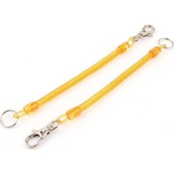 Unique Bargains 2Pcs Lobster Clasp Stretchy Spring Coil Keychain Keyring Key Holder Orange