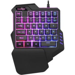 ESTONE One-handed Keyboard Game Artifact Left Hand With 35 Key Colorful LED Backlight for gaming Desktop for Game LOL/Dota/OW/PUBG/Fortnite