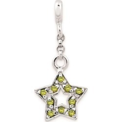 Sterling Silver Green CZ Star 1/2in Dangle Enhancer