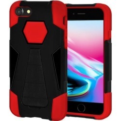 Amzer Dual Layer Hybrid KickStand Case - Black/ Red for iPhone 8