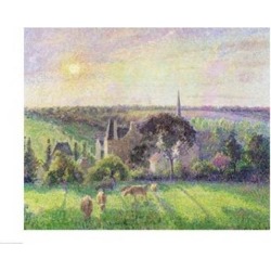 Posterazzi BALXIR8074LARGE The Church & Farm of Eragny 1895 Poster Print by Camille Pissarro - 36 x 24 in. - Large