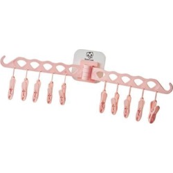 10 Clips Folding Drying Rack Laundry Hanger For Socks Underwear Bra Pink