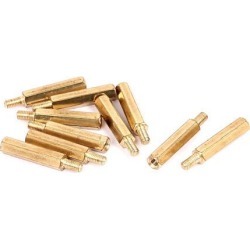 M3x19mm+6mm Male to Female Thread 0.5mm Pitch Brass Hex Standoff Spacer 10Pcs