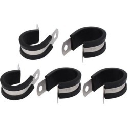22mm Dia EPDM Rubber Lined P Clips Cable Hose Pipe Clamps Holder 5pcs