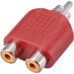 RCA Male to 2 RCA Female Connector Splitter Adapter Coupler Red for Stereo Audio Video AV TV Cable Convert