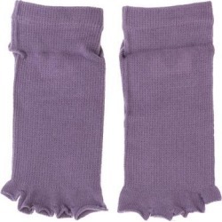 Women Cotton Toeless Exercise Socks Five Toes Yoga Socks with Grips Purple