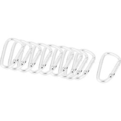 10pcs Silver Tone Metal D Shaped Carabiner Hook Clip Key Chain Bottle Holder