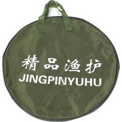 Unique Bargains 1ft Dia Portable Zippered Round Fishing Net Cage Carrying Storage Bag for Fishermen Arm Green