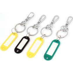 Unique Bargains 4pcs Lobster Clasp Style Keychain Key Ring Holder w Tri-color Name Tag Clip