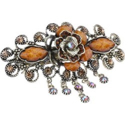 Vintage Flower Design Rhinestone Hair Clip Hairpin Hair Accessories Coffee