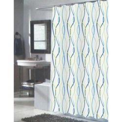 Carnation Home Fashions Claire Extra Long 84 in. Lime/Blue Shower Curtain,