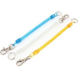 Unique Bargains 3Pcs Lobster Clasp Stretchy Spring Coil Keychain Key Holder Orange Blue Clear