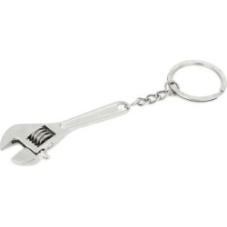 Unique Bargains Silver Tone Metal Wrench Spanner Design Flat Split Key Chain Keyring