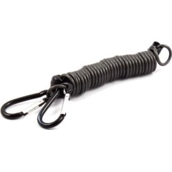 Double Carabiner Hook Clip Stretchy Spring Coil Key Chain Key Ring Strap Black