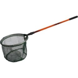 Unique Bargains 37' Long Telescopic Fishing Landing Net Fish Angler Mesh Extending Pole Brown Black. Green Silver Tone