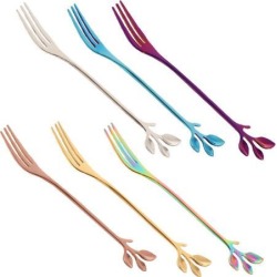 6 Pieces Salad Fruit Forks Stainless Steel Flatware Appetizer Dessert Fork