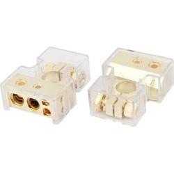 Unique Bargains 2 Pcs Gold Tone Clear Battery Terminal Clamps for Auto Car