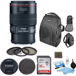 Canon EF 100mm f/2.8L IS USM Macro Lens with Advanced Photo and Travel Bundle