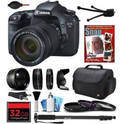 Canon EOS 7D Digital SLR Camera with EF-S 18-135mm IS Lens, 32GB SD Card, 72' Monopod, 2.2x Telephoto Lens, Air Cleaner Blower, Carrying Case.