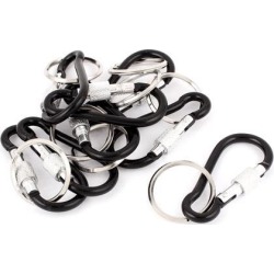 Unique Bargains 8pcs Silver Tone Metal Screw Locking Carabiner Clip Hook Split Ring Key Chain