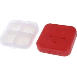 2 Pcs 4-Section Square Red White Plastic Capsules Pill Case Box Containers