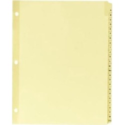 Plastic Tab Indexes,3HP, A-Z, 8-1/2'x11', 25 Tabs, Buff