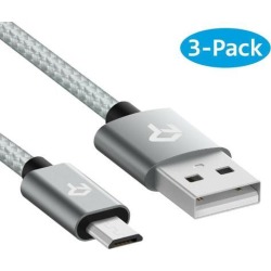Rankie Micro USB Cable High Speed Data and Charging, Nylon Braided, 3-Pack 3FT