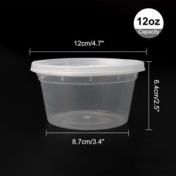 20 Sets 12oz Plastic Food Storage Meal Prep Soup Containers Box with Lids Leak Resistant Stack-able Reusable Microwave Freezer