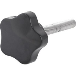 Unique Bargains 8mm Dia 60mm Length Male Thread Star Shaped Head Clamping Knob Black