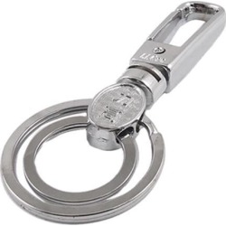 Unique Bargains Spring Loaded Gate Double Split Ring Metal Lobster Clasp Key Chain