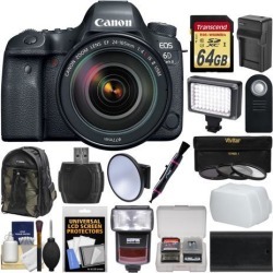 Canon EOS 6D Mark II Wi-Fi Digital SLR Camera & EF 24-105mm f/4L IS II USM Lens with 64GB Card + Backpack + Flash + Video Light + 3 Filters Kit
