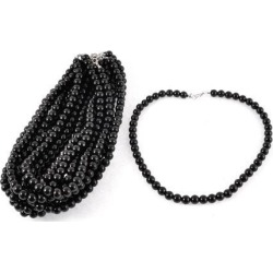Lady Lobster Clasp Faux Round Beads Necklace Neck Chain Jewelry Decoration 12pcs