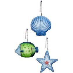 Carnation Home Fashions Indoor Oceanic Resin Shower Curtain Hooks in Blue