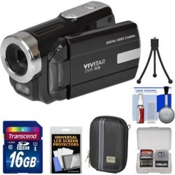 Vivitar DVR-508 HD Digital Video Camera Camcorder (Black) with 16GB Card + Case + Tripod + Kit