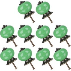 10pcs Ceramic Knobs Drawer Knob Round Pull Handle Home Door Replacement Cupboard Wardrobe Dresser Decoration Green