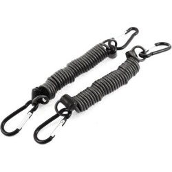Black Lobster Clasp Spring Coil Cord Strap Key Chain Keyring 2pcs