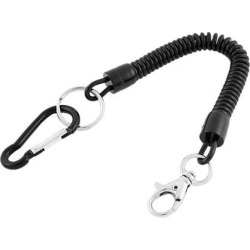 Carabiner Hook Lobster Clasp Black Coil Lanyard Spring Key Chain String