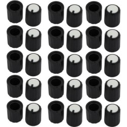 30Pcs 9.8mm Dia 12mm Long Plastic Potentiometer Volume Control Rotary Knob Black White